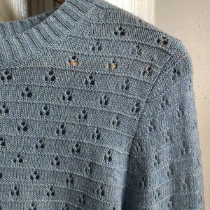 J. Crew Light Blue Pointelle Crewneck Sweater